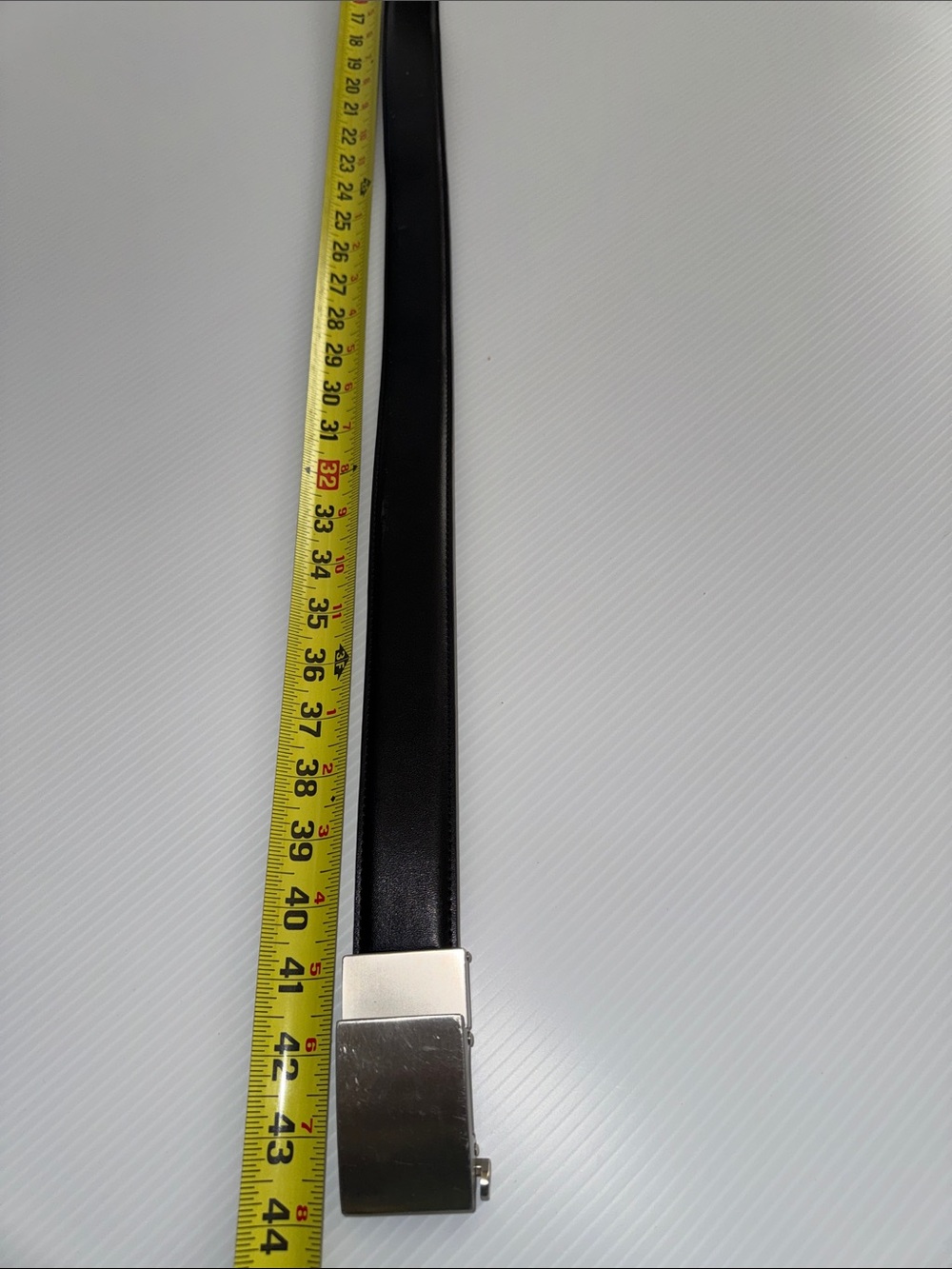 Men's Black Leather Belt with Brushed Silver Buckle - Picture 4 of 4